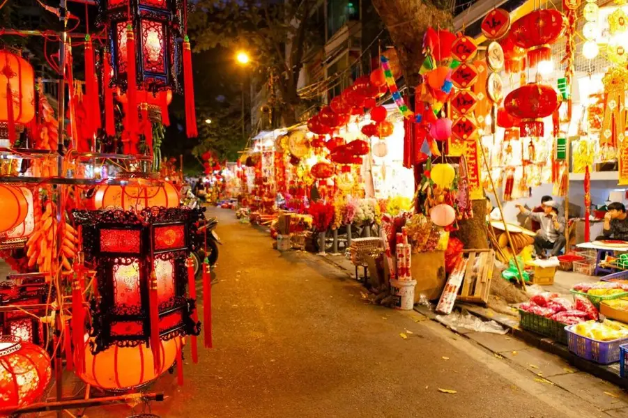 Le quartier Hang Ma à Hanoi au Vietnam