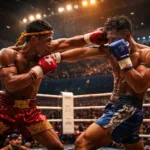 Combat de Muay Thaï à Bangkok dans un stade mythique en Thaïlande