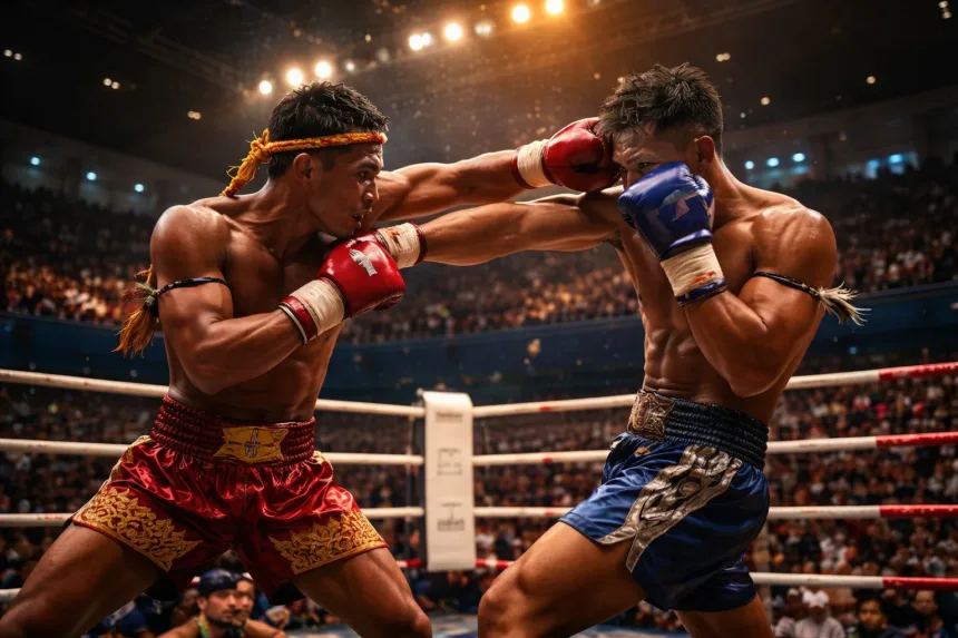 Combat de Muay Thaï à Bangkok dans un stade mythique en Thaïlande